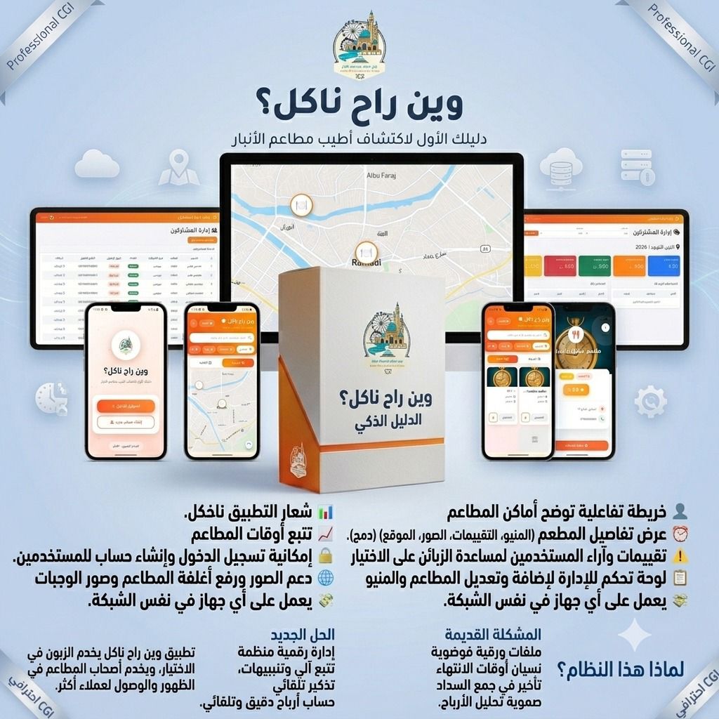 وين راح ناكل؟ - دليل المطاعم الذكي في الأنبار